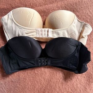 Strapless Molded Cup Bra - Black / Cream Bundle